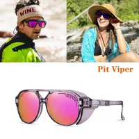 2022 Pit Viper Fashion Steampunk -Stil polarisierte Sonnenbrille Männer Frauen Radsportmarke Design Sonnenbrillen Oculos de Sol mit Gehäuse