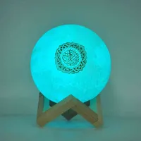 Bluetooth-högtalare Trådlös muslimsk nattljus Koranhögtalare 3D Moon med appkontroll Koran Speaekr Koran Touch Lamp H1111