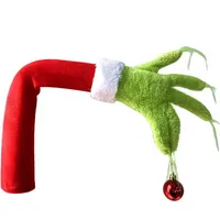 2022 Neujahr Weihnachtsbaum Dekorationen Pelzige Schöne grüne Grinch Elf Arm Ornament Halter Home Party Decor Zubehör BS25