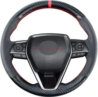 DIY Stitching Carbon Fiber Steering Wheel Cover för Toyota Rav4 Avalon 2019-2021 Camry 2018-21 Corolla 2020-21 Tillbehör