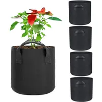 Garden Plant Grow Bag with Handle Growing Pots Gardening Tools 5 Gallon Black Thickened Non-Woven Fabric Potato Vegetable Flower Planting Pot