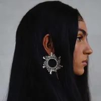 women's sunflower earrings Stud alloy diamond glass rhinestone European and American dinner party earrings