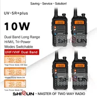 Walkie Talkie 1 / 4pcs a largo plazo BAOFENG 8W / 10W TRI-BAND UV-5R + PLUS Radio para caza 10 km Actualización de UV-5R DUAL BAND UHF VHF