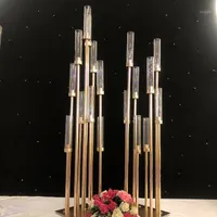 Party Decoration Merk 10-hoofd metalen kaarshouder weg tafel middelpunt gouden stand bruiloft cilindrisch