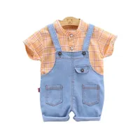 Conjuntos de ropa Summer Children Fashion Baby Boy Boy Boy Boys Plaid Shirts Shorts 2pcs / Sets Kids Infant Ropa para niños Ropa deportiva de algodón