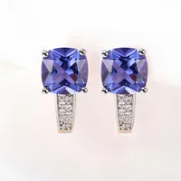 925 Sterling Silver Earrings Tanzanite Gemstone For Women Birthday Gifts Luxury Delicate Wedding Fine Jewelry Rose Gold Plated 220119