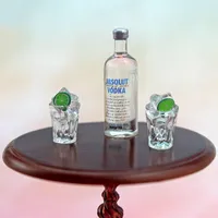 1/12 poppenhuis miniatuur accessoires mini hars wodka fles wijnglas set simulatie drinken model speelgoed voor poppenhuis decoratie