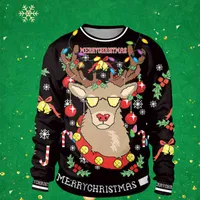 2021 Ugly Christmas for Gift Santa Elf Funny Pullover Womens Jerseys y tops Otoño Invierno RopaShot Sale Y1118