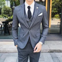 Męskie Garnitury Blazers Plymsale Mężczyźni na ślub Slim Fit Costume Mariage Homme Luxe 2021 Wysokiej jakości szary czarny niebieski formalny garnitur