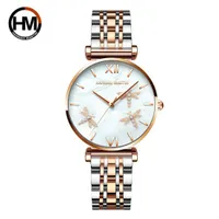 2021 Design Japan Akoya Pearl Shell Dragonfly Dames Luxe Diamanten Scallop Rvs Horloges voor Vrouwen Drop Shipping