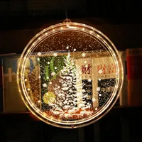 弦楽クリスマスライト導かれた夜の光吊り下げ妖精ラウンド3Dサンタクロースランプドアウィンドウホリデーデコレーションのための吸引