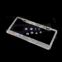 License Plate Frames Bling Crystal Frame Women Luxury Handcrafted Rhinestone Car With Ignition Button Fits USA And Canad
