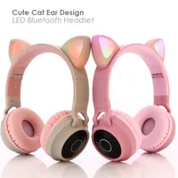 Cuffie Bluetooth wireless a cuffia a led con gatto carini con auricolari luminosi per bambini regali figlie ragazze