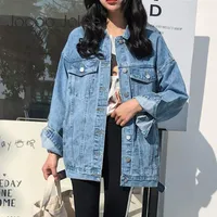 Jocoo jolee mulheres outono causal manga longa denim jaquetas streetwear jean casacos vintage solto outwear feminino1