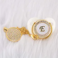 0-12 Months 26 Name Initials Luxury Baby Pacifier With Chain BlingBling Infant Soother BPA Free born Feeding Sucette Chupete 211025