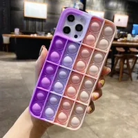 Rainbow Push Bubble Antistress Fidget Phone Cases Unieke 3D Decompression Case Soft Silicone Cover voor iPhone11 12 MAX 11 XR XS X