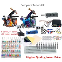 Dövme Kiti Makineli Tabancası 6/14/40 Renkler Mürekkep Tek Kullanımlık Malzemeleri Mini Güç Kaynağı Seti Acemi Dövme Kitleri Vücut Sanatı Aksesuarları