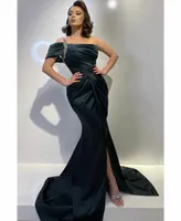 새로운 스타일 이브닝 드레스 2022 사용자 정의 페르시 한 숄더 레이디 특별 행사 착용 루슈 사이드 스플릿 긴 댄스 공식 파티 vestidos
