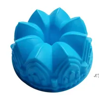 Silikon Büyük Kek Kalıpları Çiçek Taç Şekli Kek Bakeware Pişirme Araçları 3D Ekmek Pasta Kalıp Pizza Pan DIY Doğum Günü Düğün PAE11438