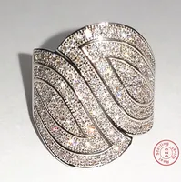 Luxe pave set 100 stks steen 5a zirkoon steen 10kt wit goud gevuld bruiloft band ring voor vrouwen SZ 5-11 geschenk
