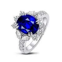 925 Sterling Silver 4 Carats Oval Cut Pierścień Dla Kobiet Niebieski lub Biały Sona Diamond Wedding Pierścienie Ślubne