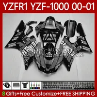 Kit bodywork per Yamaha YZF-1000 YZF-R1 YZF1000 YZFR1 00 01 02 03 Black Grey Body 83No.160 YZF R1 1000CC 2000-2003 YZF R1 1000CC 2000-2003 YZF 1000 cc r 1 2000 2001 2002 2003 carenatura moto