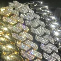 Herren Womens Hip Hop Kubanische Kette Halsketten Armband Diamant Miami Prong Gold Link Kette Choker Halskette Armbänder Eistee Schmuck Zubehör 20mm