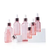 Roze glas parfum dropper flessen lege cosmetische container 5-100ml met roos gouden deksels