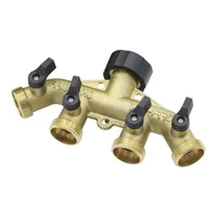 Vattenutrustning Brass 3/4 "European / American Standard 4-Way splitters med ventil trädgård bevattning Vattenkontroll Krananslutningar 1PC
