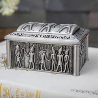 Classic Egypt Jewelry Box Antique Vintage Home Decor Gift Storage Necklace Bracelet Ring Metal Art Craft Casket256u