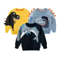 العلامة التجارية الربيع ملابس الأطفال مطبوعة الكرتون الحيوان الملابس 2-8y طفل الفتيان ديناصور البلوز ملابس طويلة الأكمام قمم 22011