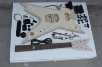 Fábrica personalizada de madera natural de madera inusual kit de guitarra eléctrica (partes) con rosa de Floyd, hardware cromado, guitarra semiacabada, oferta personalizada
