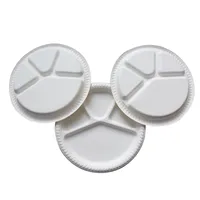 28Cm Diameter 4 Parts Disposable Plate Ecofriendly Degradable Dish BBQ Food Trays Fruit Salad Bowl Tableware Dishes White Trays 403C3