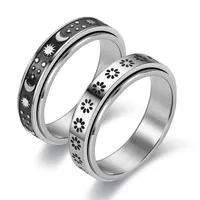 Edelstahl-Spinner Ring für Frauen Herren Fidget Band Moon Star Celtic Stress, der breite Hochzeitsangstringe entlastet
