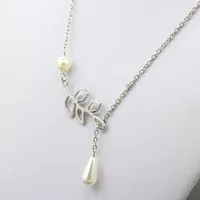 Caliente 2019 Moda Pearl Colgante Collar de Moda Hoja Imitación Perlas Gotas Cross Collar Para Mujer Joyería Fiesta De Regalo 729 T2