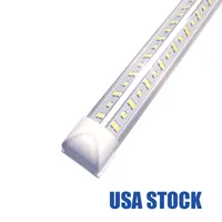 8FT LED Shop Light Light, T8 8 Pé 144W 14400LM 6000K tubo, tampa clara, forma V, branco frio, luz de tubos, saída de altura, lâmpadas para garagem, 25 pc 85-265v