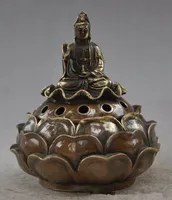 Cm * / chinesische Buddhistin Messing L Guanyin Bodhisattva Lotus Räucherstatuen Statuen für Dekoration Sammlung Ornamente Duftleuchten
