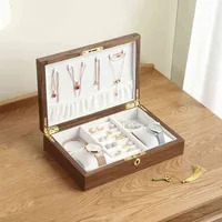 쥬얼리 상자 나무 플립 주최자 상자 저장 선물 케이스 시계 귀걸이 반지 홀더 보석 디스플레이 1129