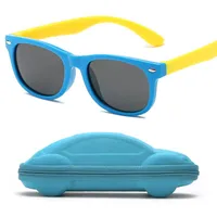 نظارات شمسية الإطار الاستقطاب الاطفال مع حالة الفتيان الفتيات سيليكون سلامة نظارات الشمس هدية للأطفال الطفل UV400 gafas