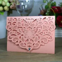Greeting Cards 10cs Laser Cut Butterfly Pattern Wedding Invitation Card Kit With Inner Sheet Envelope Hollow Out Party Decoration