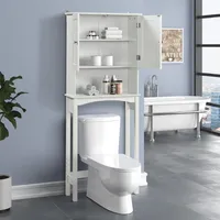 US 주식 집 오버 오버 오버 - 화장실 욕실 보관 공간 절약 조정 가능한 선반 수집 캐비닛 (흰색) A14