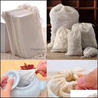 Storage Bags Home & Organization Housekee Garden Wholesale Portable 100Pc 8X10Cm Cotton Muslin Reusable Dstring Packing Bath Soap Herbs Filt