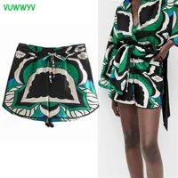 Vuwwyv za szorty kobiety Bermudy wysokiej talii kobieta lato moda druku na casual dla dziewczyn domowe krótkie spodnie 210722