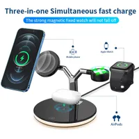 Caricabatterie wireless da 15W 3 in 1 per iPhone 12S / 12Pro IWATCH Airpods Pro Magnetic Fast Charging Station Dock Stand Touch Light