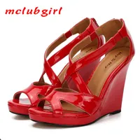 Mclubgirl 13cm High Heels Wedge Red Nightclub Large Size Women Man SM Sandals Cool Shoes Party Wedding ZQJ