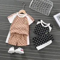 2022 Neues T-Shirt Set Baby Kurzarm Anzug Sommer Reine Baumwolle Kinderkleidung für Jungen Niedlichen Cartoon Tier Kleidung Set