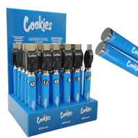 Cookies 510 Thread Vape Cartridge Battery Electronic Cigarettes Starter Kits 900mAh Adjustable Voltage Batteries with USB Chargers for Cart 30pcs a Lot