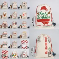Bolsos Regalos de Navidad Monogramables Sacos de cordón DHL Santa Navidad con lienzo Lienzo grande Santa Claus Bolsa Bolsa Renajes Shippi Cujg