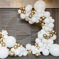 99st Ballong Garland Arch Kit 16ft Long White Metal Gold Latex Air Balloons Pack för baby shower födelsedagsfest dekorationer x0726