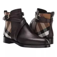 Мужские туфли Мода Trend Wild British Brown Brown PU Клетчатый ремень Регулировка Пряжка Креста Личности Сапоги Ankle KU042 211216